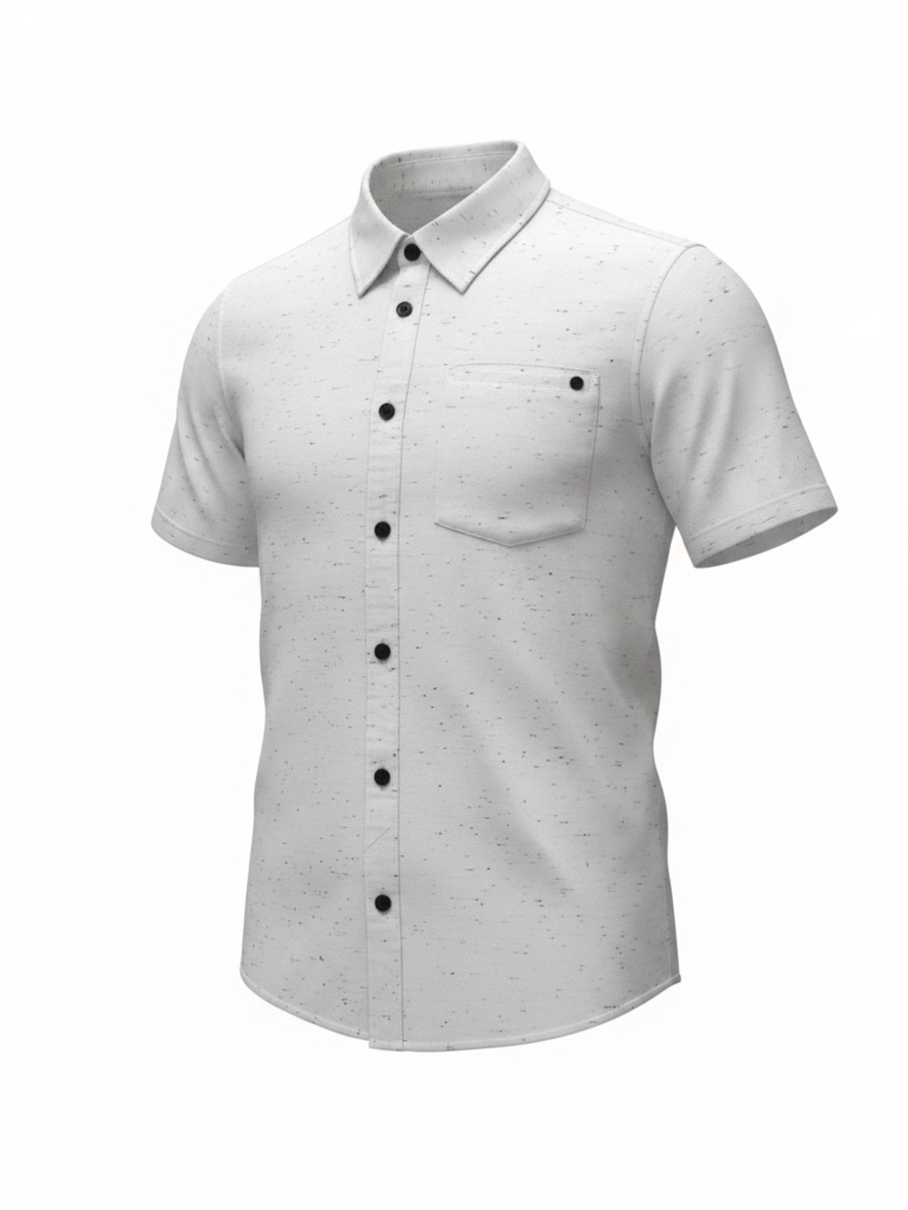 Voyager Men's Short-Sleeve Casual Button-Down Shirt in White with Speckle Detail